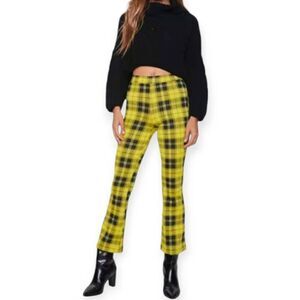 FOREVER 21 YELLOW & BLACK PLAD FLAIR PANTS SZ.L EUC
